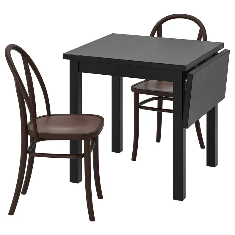 IKEA NORDVIKEN НОРДВИКЕН / SKOGSBO СКОГСБУ, стол и 2 стула, черный / темно-коричневый, 74 / 104 см 495.281.99 фото №1
