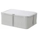 IKEA HEMMAFIXARE ХЕММАФІКСАРЕ, коробка для зберігання, тканина смугастий/білий/сірий, 34x51x19 см 905.039.21 фото thumb №1