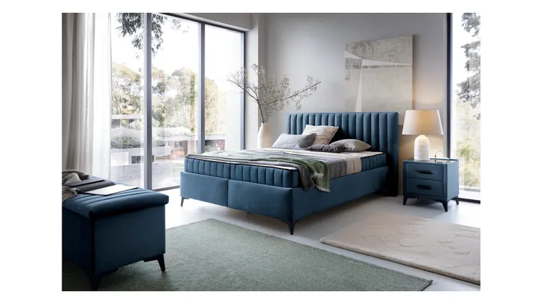 BRW Ліжко двоспальне з 2 матрацами та підйомним механізмом BRW JOY, 160x200 см, тканина: синій LO_KT-JOY-160X200-G2-ELEMENT_13 фото №2