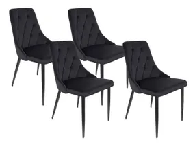 BRW Комплект стульев бархатных 4 шт BRW ALVAR Velvet, черный DUBLIN_BLACK_50 фото