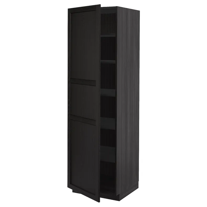IKEA METOD МЕТОД, высокий шкаф с полками, черный / Лерхиттан с черными пятнами, 60x60x200 см 694.574.31 фото №1