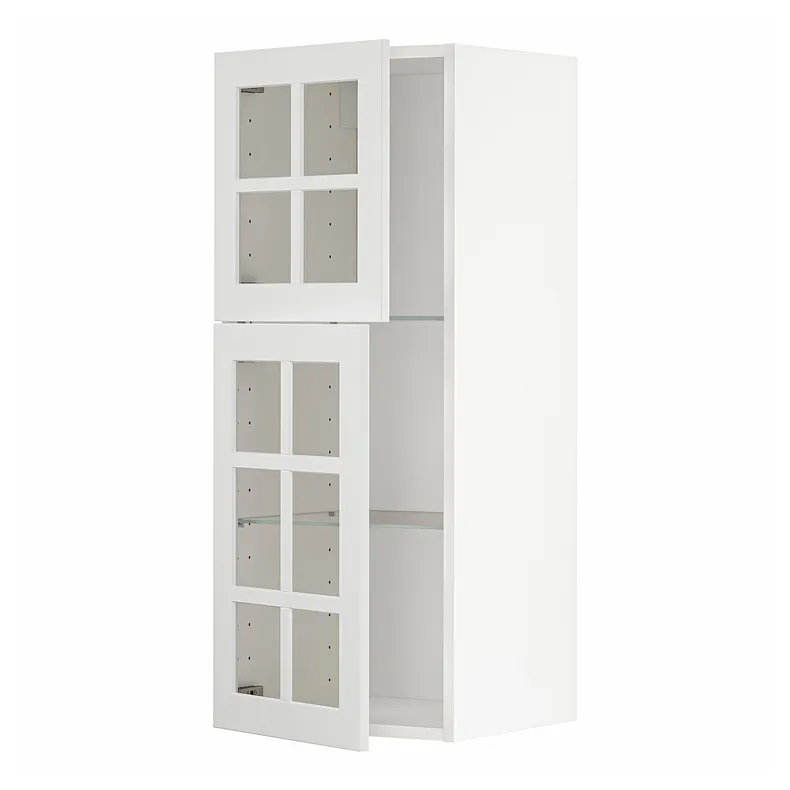 IKEA METOD МЕТОД, настінна шафа, полиці / 2 склх дверц, білий / стенсундський білий, 40x100 см 694.645.73 фото №1