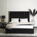 Кровать двуспальная бархатная MEBEL ELITE EMILIO Velvet, 160x200 см, Черный фото thumb №6