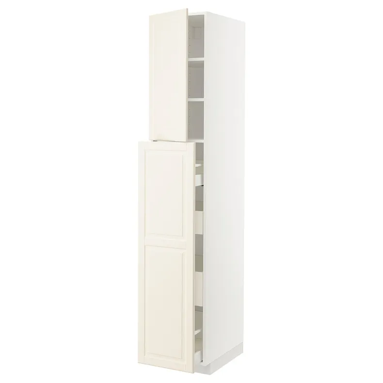 IKEA METOD МЕТОД / MAXIMERA МАКСИМЕРА, высокий шкаф / выдв секц / 4ящ / 1дв / 2плк, белый / бодбинские сливки, 40x60x220 см 394.617.69 фото №1