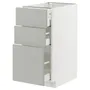 IKEA METOD МЕТОД / MAXIMERA МАКСИМЕРА, напольный шкаф с 3 ящиками, белый / светло-серый, 40x60 см 995.382.28 фото