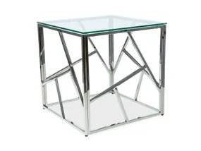 Журнальний столик скляний SIGNAL ESCADA B, 55x55 см. прозорий / хромований фото