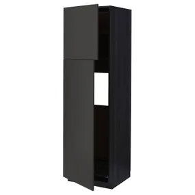 IKEA METOD МЕТОД, висока шафа для холодильника, 2 дв, чорний / матовий антрацит Nickebo, 60x60x200 см 194.977.45 фото