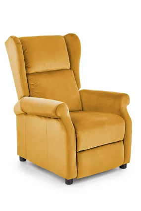 Кресло реклайнер HALMAR AGUSTIN 2 горчичного цвета фото