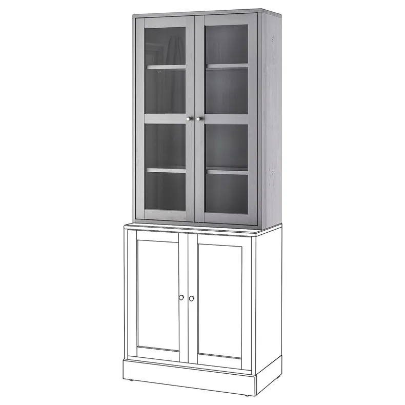 IKEA HAVSTA ХАВСТА, шафа зі скляними дверцятами, сірий, 81x35x123 см 104.151.98 фото №2