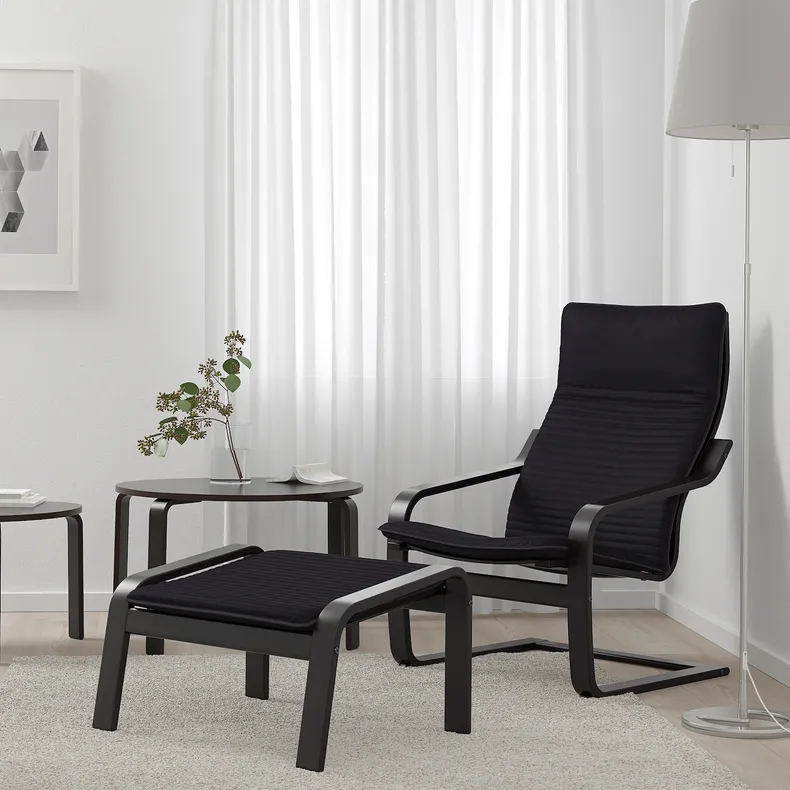 IKEA POÄNG ПОЭНГ, кресло, черный / коричневый / черный 592.408.28 фото №2