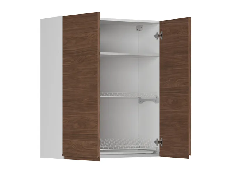BRW Кухонный верхний шкаф Sole 80 см со сливом двухдверный линкольн орех, альпийский белый/линкольнский орех FH_GC_80/95_L/P-BAL/ORLI фото №3