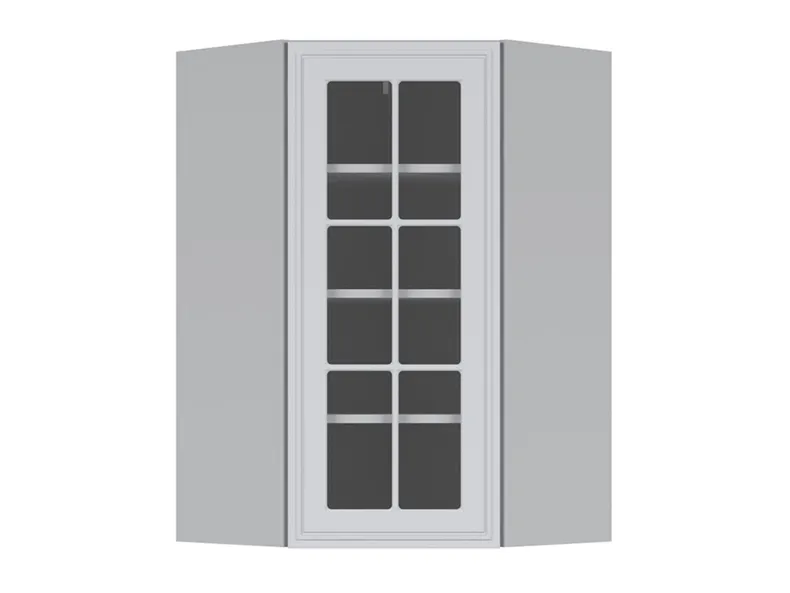 BRW Верхний кухонный шкаф Верди 60 см угловой левый с дисплеем светло-серый матовый, греноловый серый/светло-серый матовый FL_GNWU_60/95_LV-SZG/JSZM фото №1