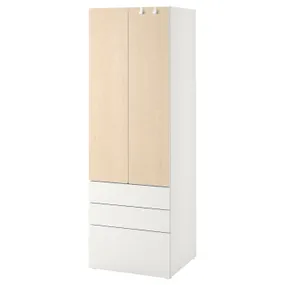 IKEA SMÅSTAD СМОСТАД / PLATSA ПЛАТСА, гардероб, белый / бирюзовый с 3 выдвижными ящиками, 60x42x181 см 994.262.64 фото