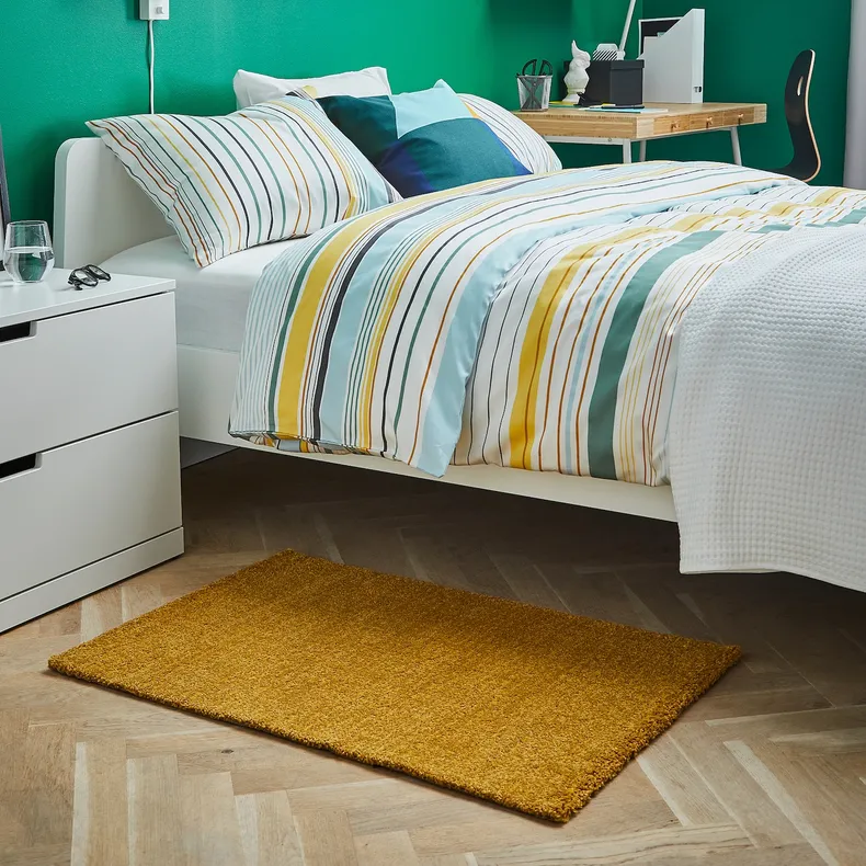 IKEA LANGSTED ЛАНГСТЕД, килим, короткий ворс, жовтий, 60x90 см 404.239.41 фото №3