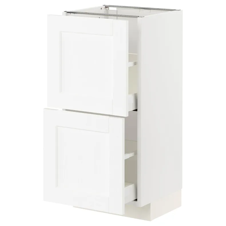 IKEA METOD МЕТОД / MAXIMERA МАКСИМЕРА, напольный шкаф с 2 ящиками, белый Энкёпинг / белая имитация дерева, 40x37 см 394.734.37 фото №1
