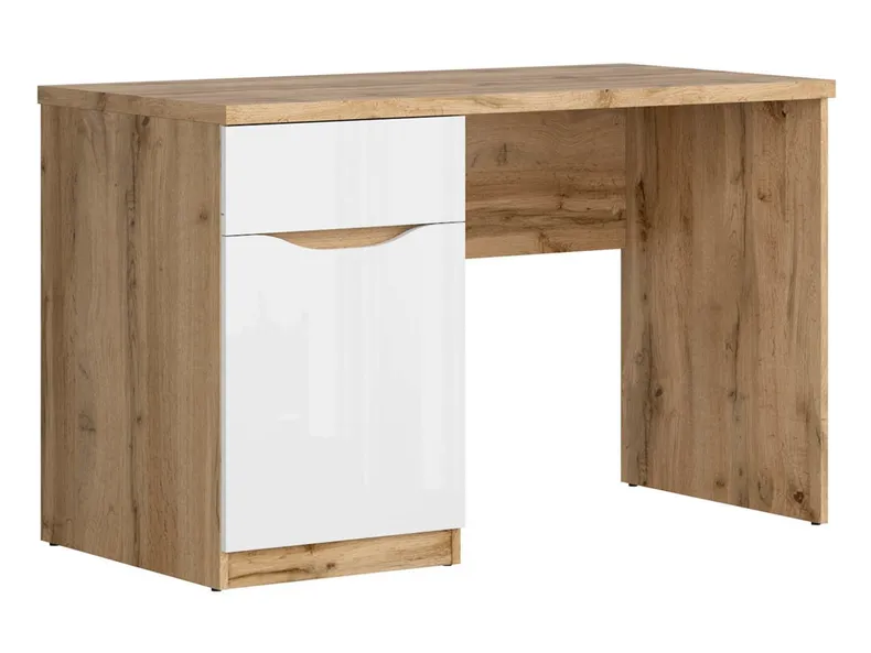 Письмовий стіл BRW Nuis, 120х60 см, дуб вотан/білий глянець BIU1D1S-DWO/BIP фото №1