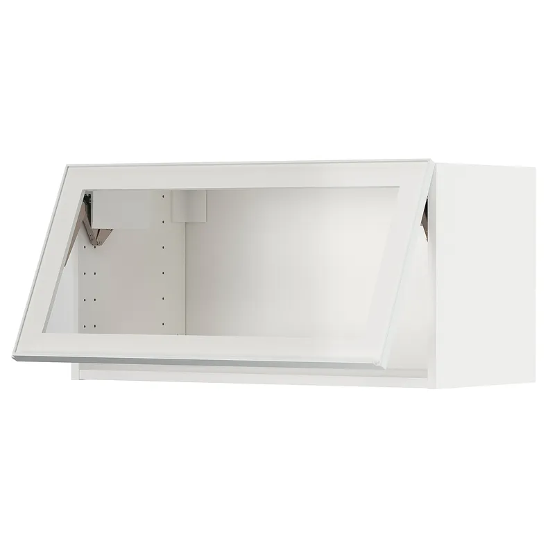 IKEA METOD МЕТОД, шафа навісна, горизонт,зі скл дверц, білий / ХЕЙСТА біле прозоре скло, 80x40 см 194.905.84 фото №1