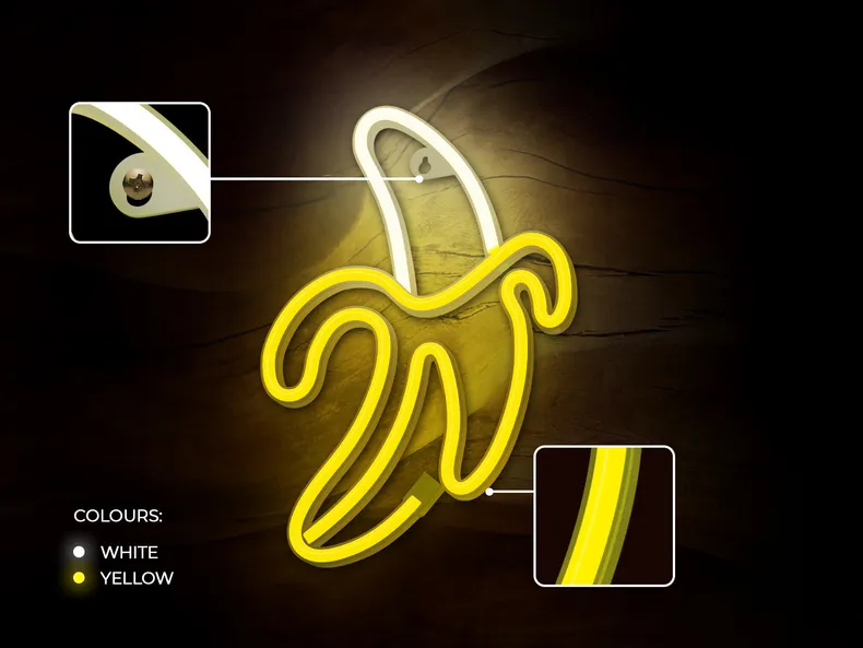 BRW Дитячий неоновий настінний світильник Banana LED жовтий 093793 фото №4