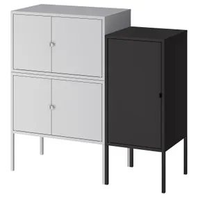 IKEA LIXHULT ЛИКСГУЛЬТ, комбинация шкафов, серый / антрацит, 95x35x92 см 093.883.65 фото