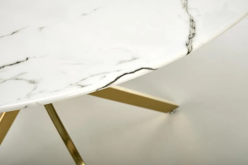 Кухонний стіл HALMAR RAYMOND 2, 100x100 см стільниця - білий мармур, ніжки - золото фото №10
