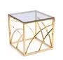 Журнальный столик HALMAR UNIVERSE квадратный 55x55 см, каркас - золото, стекло - дымчатое фото