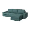 IKEA KIVIK КІВІК, 3-місний диван із кушеткою, КЕЛІНГЕ сіро-бірюзовий 394.430.54 фото thumb №1