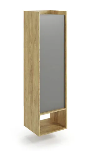 Книжный шкаф HALMAR MOBIUS 1D 50x41 см, корпус : натуральный гикори, фасады - пыльно-серый фото