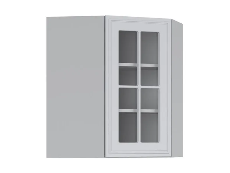 BRW Угловой верхний кухонный шкаф Verdi 60 см с витриной справа светло-серый матовый, греноловый серый/светло-серый матовый FL_GNWU_60/72_PV-SZG/JSZM фото №2