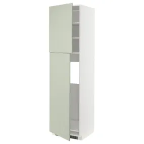 IKEA METOD МЕТОД, висока шафа для холодильника, 2 дв, білий / Стенсунд світло-зелений, 60x60x220 см 094.869.31 фото