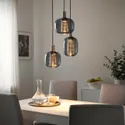 IKEA HÖGVIND ХЁГВИНД, подвесной светильник с 3 лампами, никелированное / серое стекло, 41 см 504.929.29 фото thumb №2
