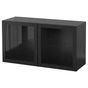 IKEA BESTÅ БЕСТО, стеллаж со стеклянн дверьми, черно-коричневый / Синдвик черно-коричневый прозрачное стекло, 120x40x64 см 490.476.66 фото