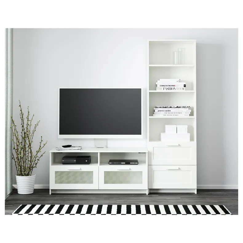 IKEA BRIMNES БРИМНЭС, шкаф для ТВ, комбинация, белый, 180x41x190 см 391.843.43 фото №2