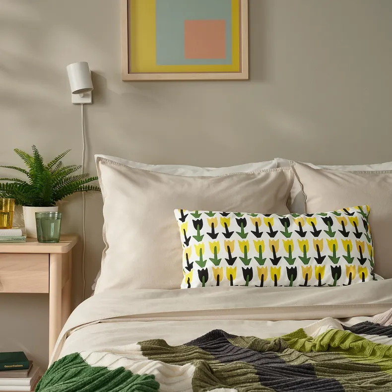 IKEA SANDMOTT САНДМОТТ, подушка, зелений/жовтий, 30x58 см 705.723.88 фото №4
