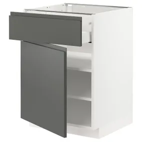 IKEA METOD МЕТОД / MAXIMERA МАКСИМЕРА, напольный шкаф с ящиком / дверцей, белый / Воксторп темно-серый, 60x60 см 894.551.67 фото