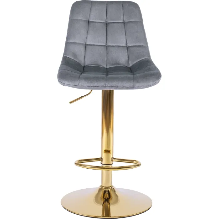 Барный стул бархатный MEBEL ELITE ARCOS Velvet, серый / золотой фото №8