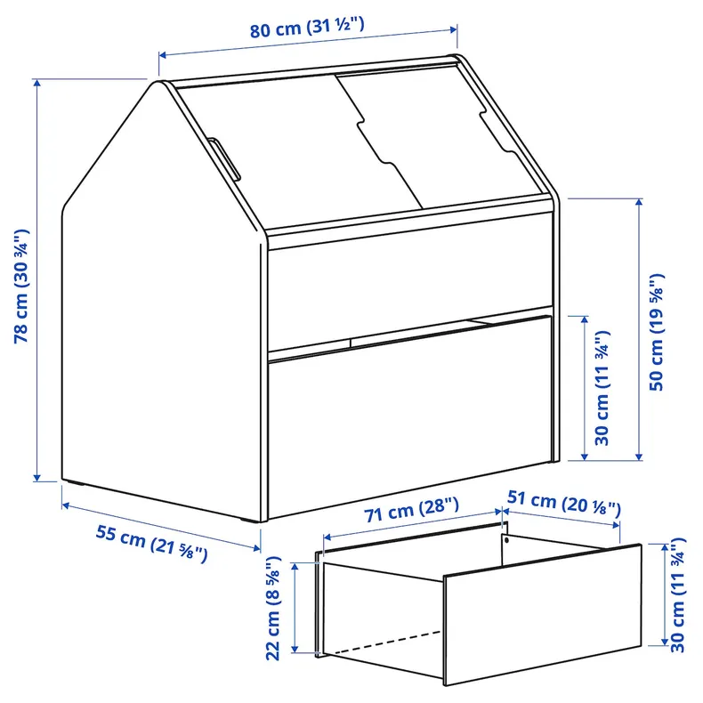 IKEA VITBJÖRN ВІТБЙЕРН, модуль д/зберіг з шухлядою, Білий/червоний, 80x55x78 см 605.371.78 фото №6