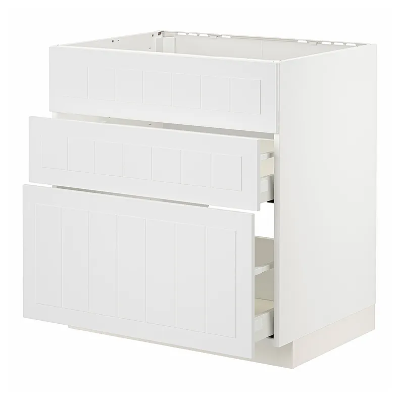 IKEA METOD МЕТОД / MAXIMERA МАКСИМЕРА, шкаф под мойку+3фасада / 2ящика, белый / Стенсунд белый, 80x60 см 694.094.83 фото №1