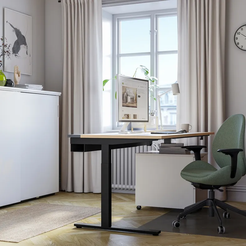 IKEA MITTZON МІТТЗОН, письмовий стіл, okl береза/чорний, 160x80 см 895.291.06 фото №3