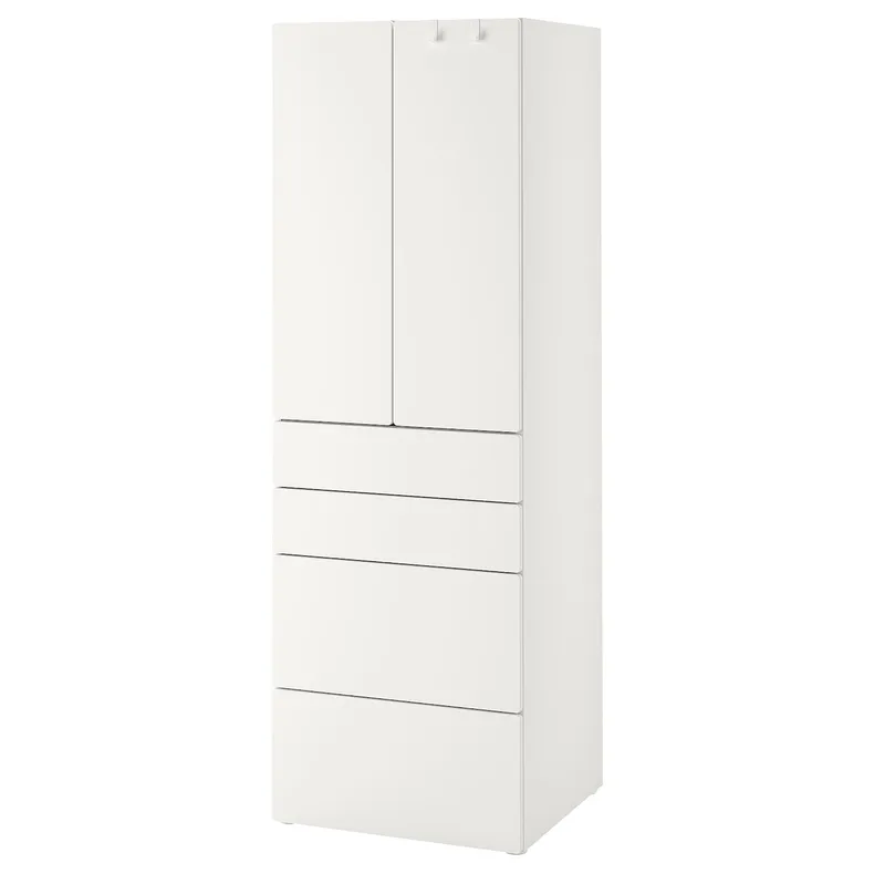IKEA SMÅSTAD СМОСТАД / PLATSA ПЛАТСА, гардероб, белый с 4 ящиками, 60x57x181 см 694.283.25 фото №1