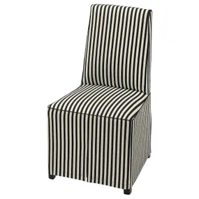 IKEA BERGMUND БЕРГМУНД, стілець із довгим чохлом, чорний/чорний/білий 495.782.69 фото