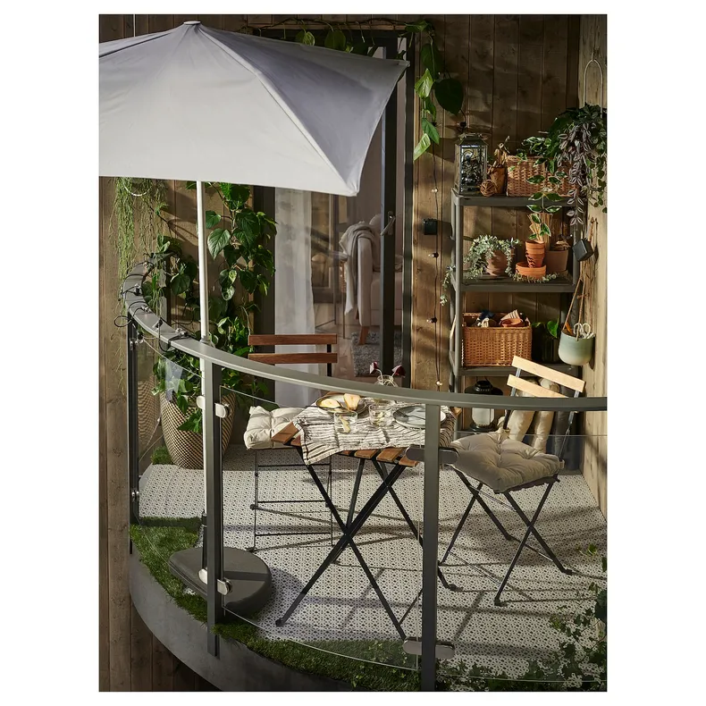 IKEA TÄRNÖ ТЕРНО, стіл+2 стільці, вуличний, чорний/світла коричнева морилка/КУДДАРНА бежевий 392.867.18 фото №8