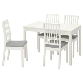 IKEA EKEDALEN ЕКЕДАЛЕН / EKEDALEN ЕКЕДАЛЕН, стіл+4 стільці, білий/ОРРСТА світло-сірий, 120/180 см 792.968.57 фото