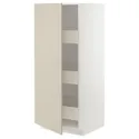 IKEA METOD МЕТОД / MAXIMERA МАКСИМЕРА, высокий шкаф с ящиками, белый / гавсторпский бежевый, 60x60x140 см 194.267.67 фото thumb №1