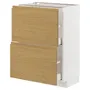 IKEA METOD МЕТОД / MAXIMERA МАКСИМЕРА, напольный шкаф с 2 ящиками, белый / Воксторп имит. дуб, 60x37 см 495.380.75 фото