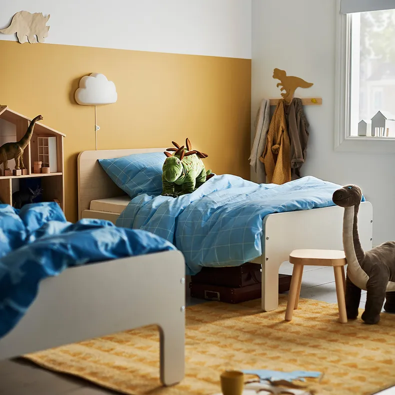 IKEA SLÄKT СЛЭКТ, раздвижная кровать с реечным дном, белый / береза, 80x200 см 693.266.09 фото №2