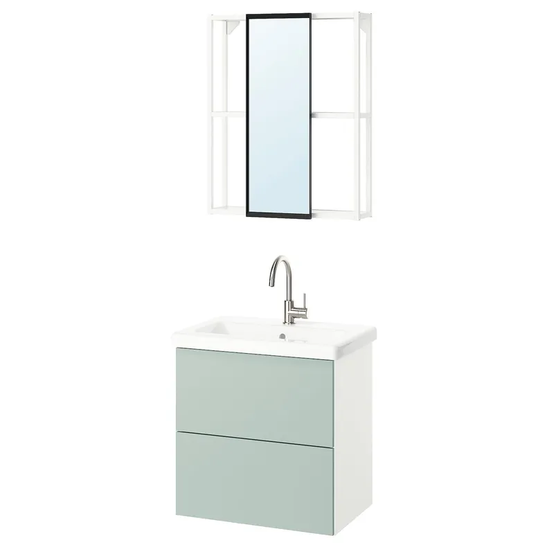 IKEA ENHET ЕНХЕТ, ванна, білий/блідо-сіро-зелений, 64x43x65 см 595.474.61 фото №1