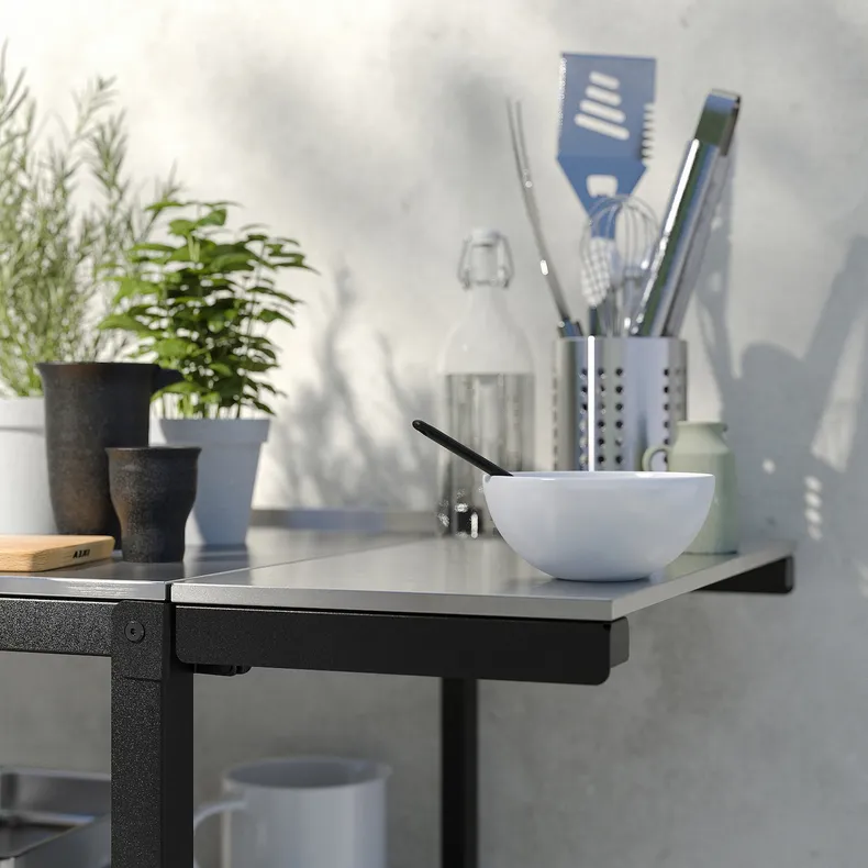 IKEA GRILLSKÄR ГРИЛЛЬСКЭР, садовый приставной столик, черная нержавеющая сталь / внешний вид, 30x61 см 005.231.79 фото №2