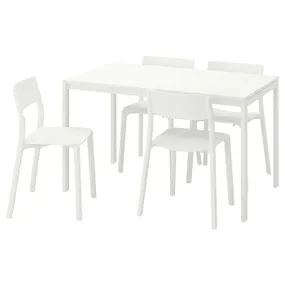 IKEA MELLTORP МЕЛЬТОРП / JANINGE ЯН-ИНГЕ, стол и 4 стула, белый / белый, 125 см 591.614.87 фото
