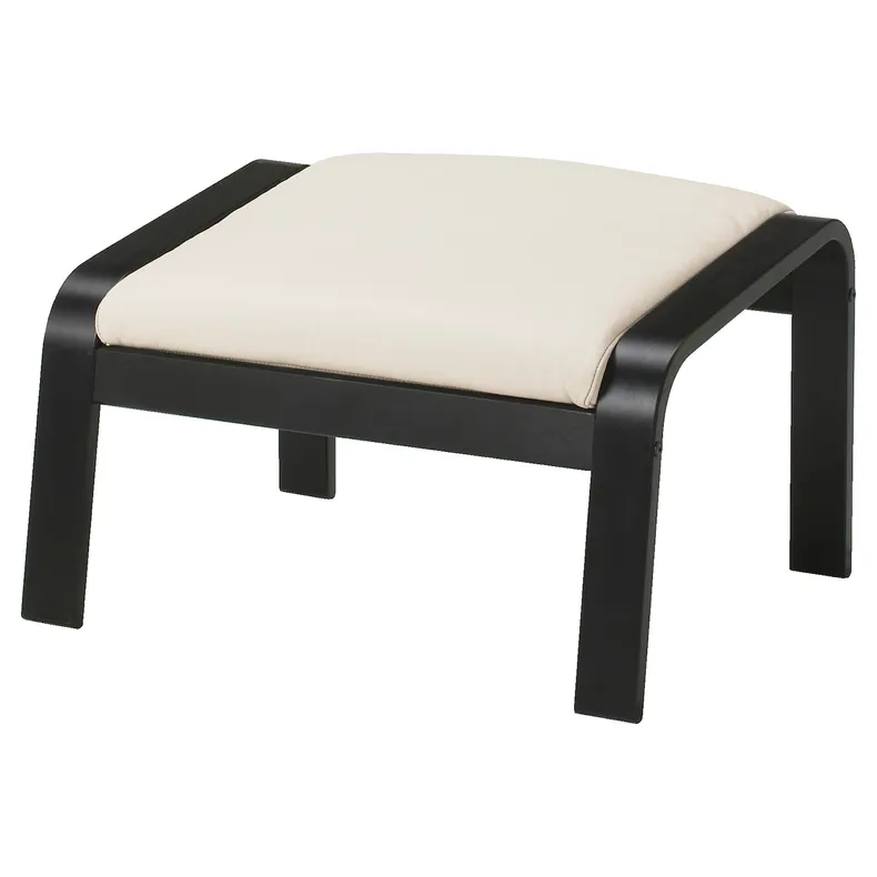 IKEA POÄNG ПОЕНГ, крісло та підставка для ніг, чорний / коричневий / глухий ламаний білий 395.510.72 фото №5