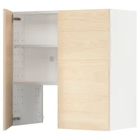 IKEA METOD МЕТОД, настінн шаф д / витяжки з полиц / дверц, білий / АСКЕРСУНД під світлий ясен, 80x80 см 295.043.35 фото